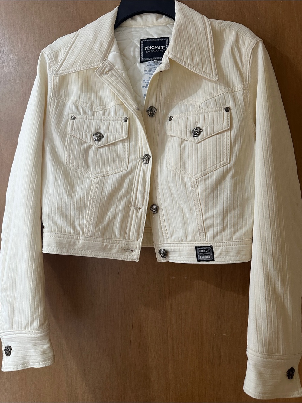 Versace Cream Cropped 92’ runway archival Jacket Medusa Buttons- Gianni Versace